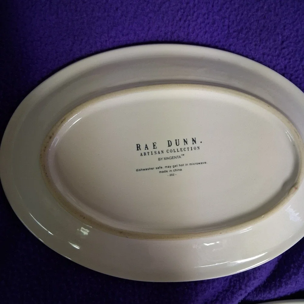 New Rae Dunn Happy Spring Oval Snack Plates Lot of 2‎ Artisan Collection